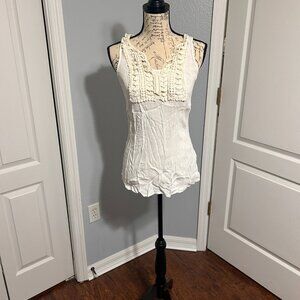 Halogen sheer sleeveless blouse lace detail